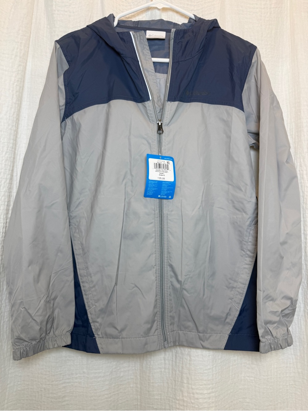 NWT Columbia Boys' Glennaker Rain Jacket - Gray / Navy Blue
